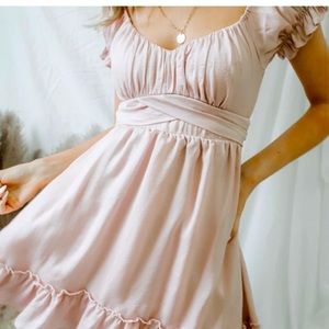 NWT @Balance Green Mini Off Shoulder Dress